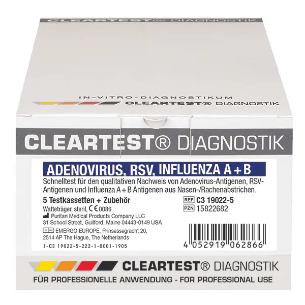 Cleartest Adenovrius / RSV / Influenza A+B Kombitest